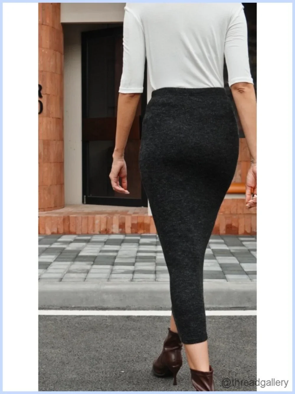 Women's Knit Pencil Skirt High Waisted Elastic Long Fall Winter